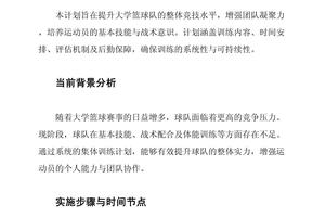 大学篮球队训练方案范文大全